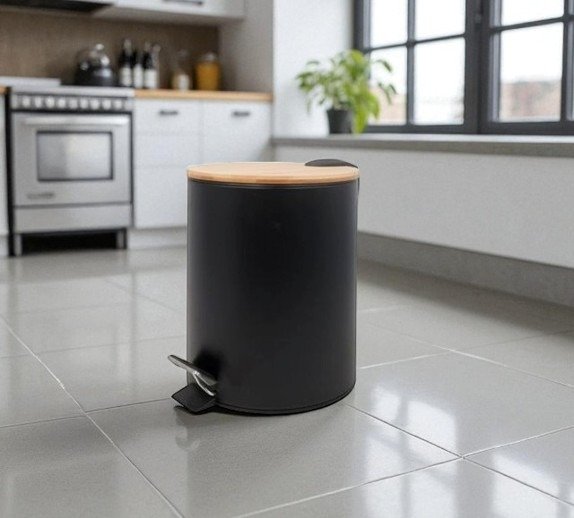 Producto - Cesto de acero/bambú 5l