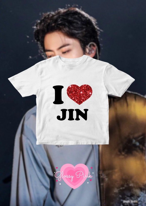 Producto - Baby Tee I Love Jin - VINILO TEXTIL GLITTER