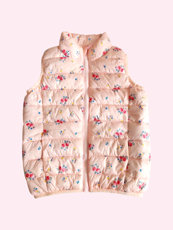 Producto - Chaleco ultraliviano rosa con flores Cheeky 6 años