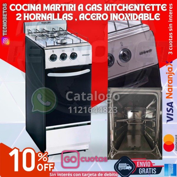 Producto - COCINA MARTIRI A GAS KITCHENTETTE 2HORNALLAS, ACERO INOXIDABL