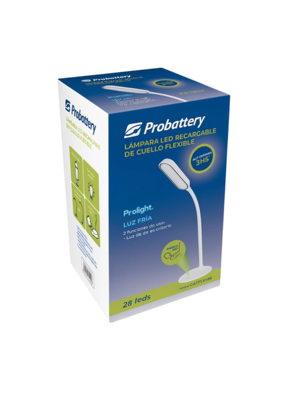 Producto - Velador de Escritorio - Blanco - 28 Leds / 300Lm - Pila Recargable o uso Cable