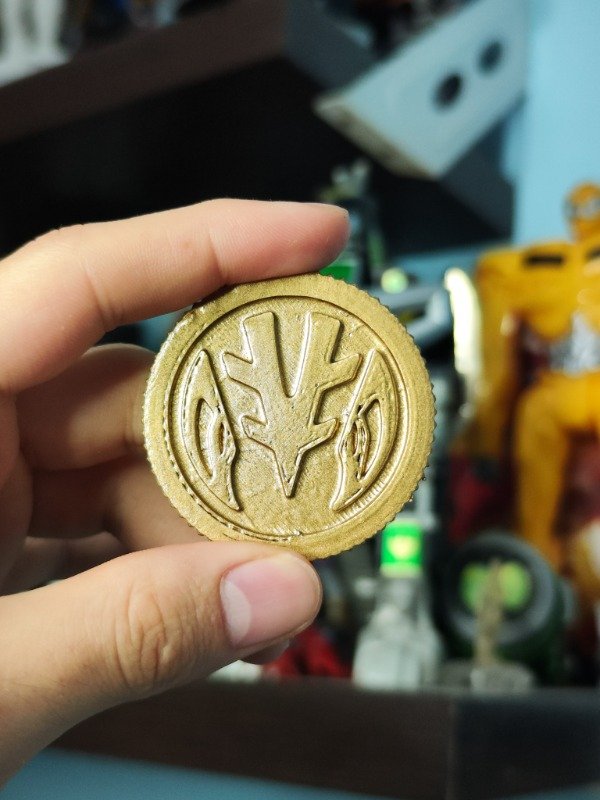 Producto - Iman 3D Premium / Power Coin Dairanger Mighy Morphin White Tiger 5 cm Oro - 0