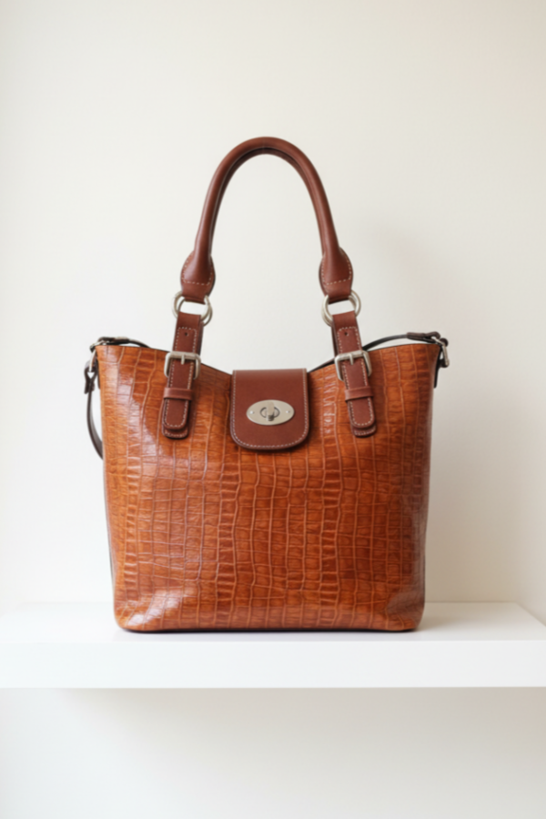 Producto - Cartera Tote Croco Marrón Suela