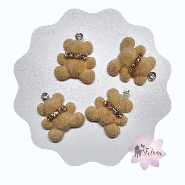 Producto - Osito terciopelo y strass. Beige