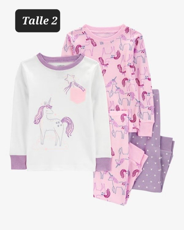 Producto - Pijama carters 4 piezas talle 2 unicornio