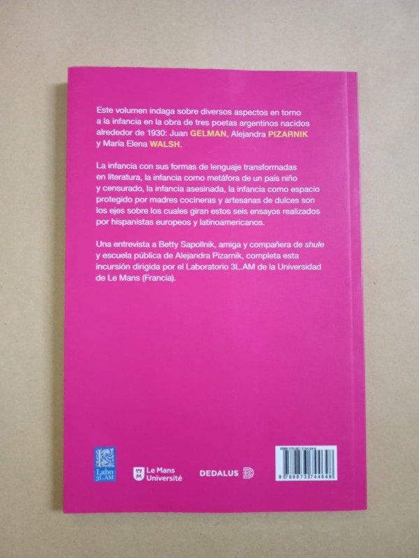 Producto - Ensayos sobre la infancia en Gelman / Pizarnik / Walsh - AA VV - Dedalus 2020 - 1