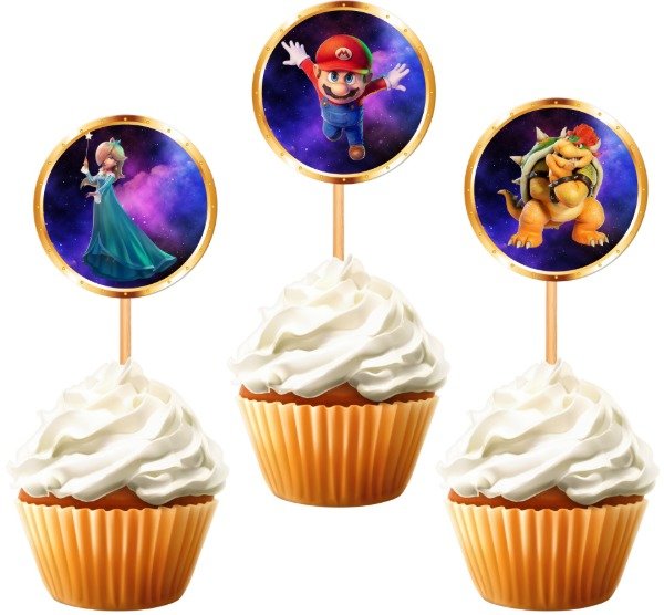Producto - TOPPER CUPCAKE MARIO GALAXY X 10