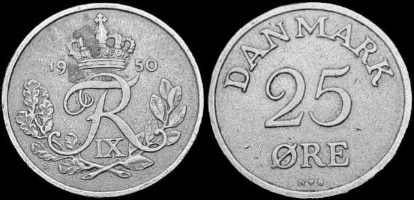 Producto - Dinamarca - 25 Ore (1950) KM #842