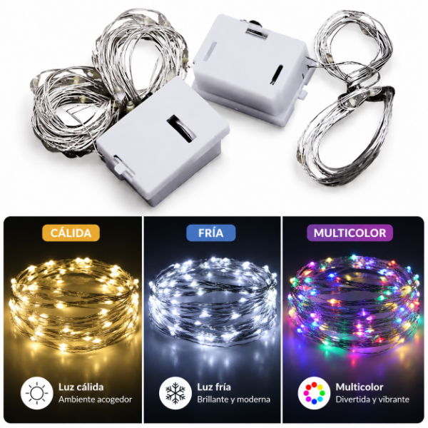 Producto - Alambre led Luz intermitente x 3 metros con pilas