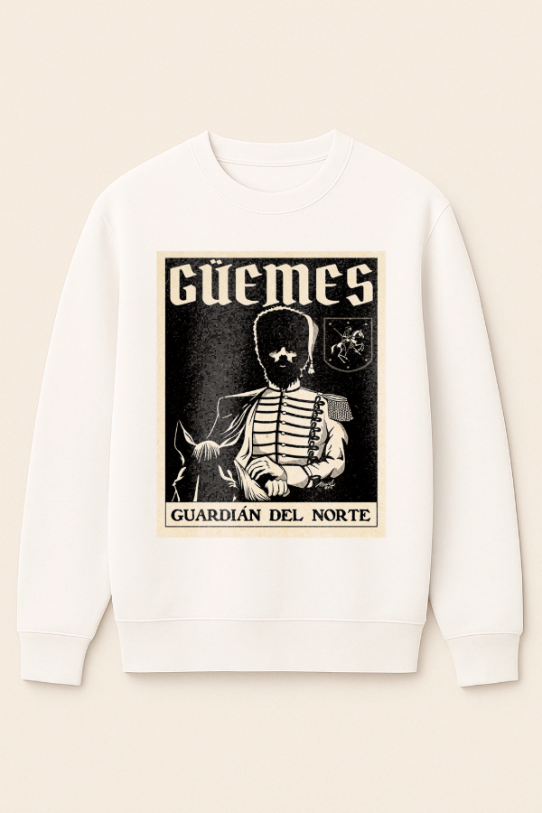 Producto - Güemes, Guardián del Norte (Buzo Blanco Cuello Redondo Frontal)