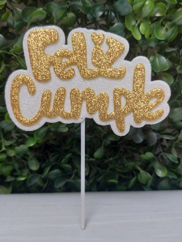 Producto - Topper doble goma eva gibreada (no apto comestibles) FELIZ CUMPLE