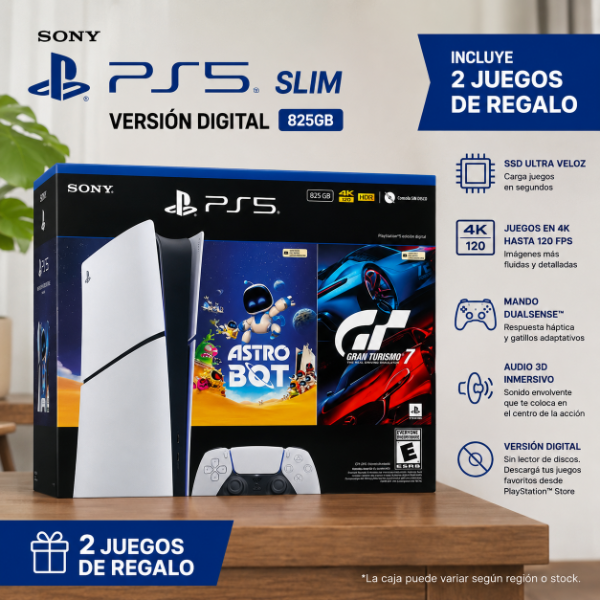 Producto - PLAYSTATION 5 SLIM 825GB VERSIÓN DIGITAL + 2 JUEGOS DE REGALO