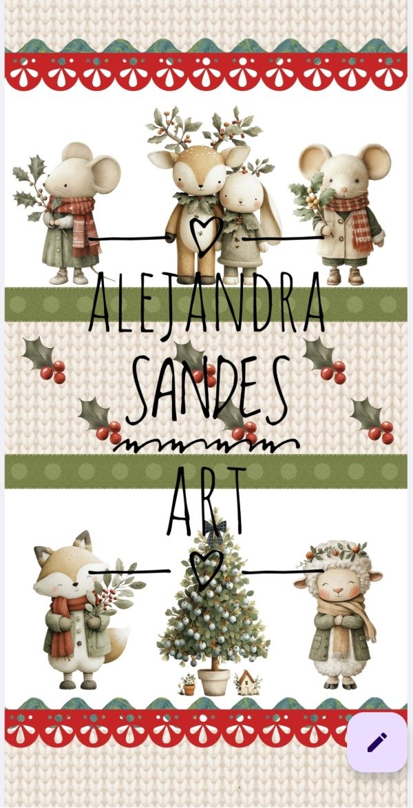 Producto - Tela guarda animalitos nórdicos Navidad