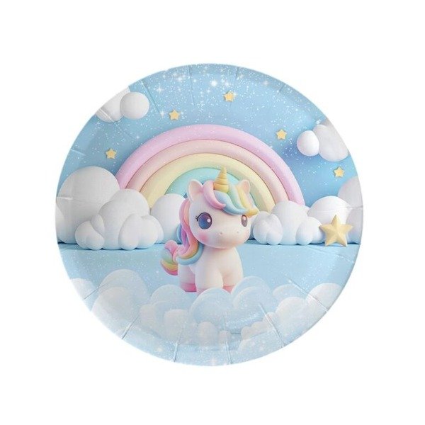 Producto - PLATO UNICORNIO PASTEL X 8