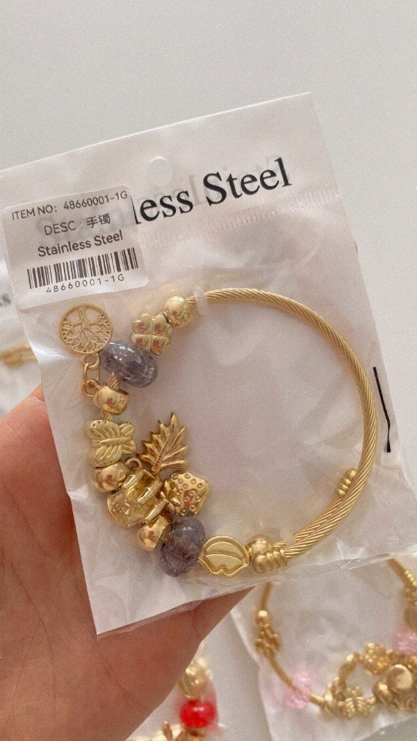 Producto - Pulsera simil Pandora dorada. ACERO. Gris