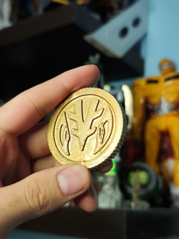 Producto - Iman 3D Premium / Power Coin Dairanger Mighy Morphin White Tiger 5 cm Oro - 1