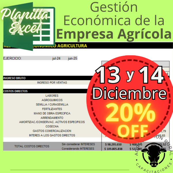 Producto - Planilla Excel: Gestión Económica de la Empresa Agrícola