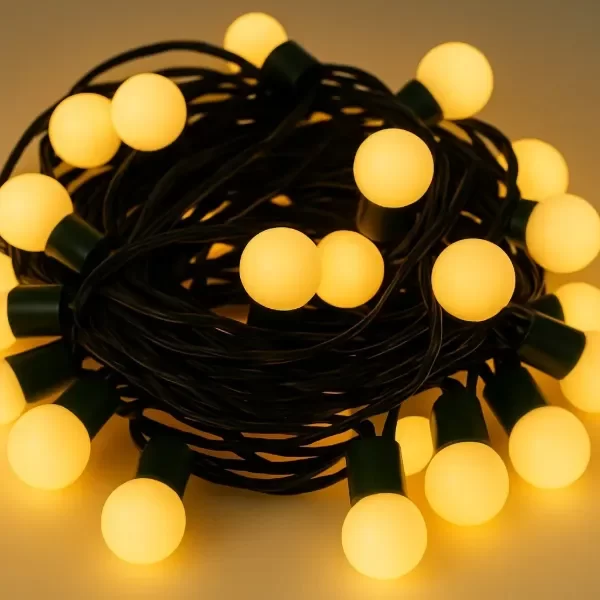 Producto - GUIRNALDA LED 28 LUCES 3.6M BOLITAS CABLE NEGRO 220V CALIDA
