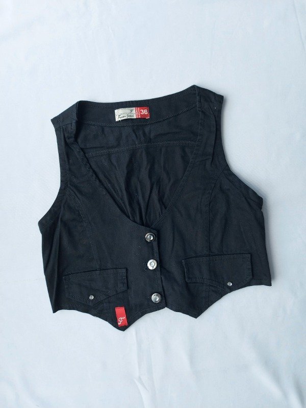 Y2K BLACK WAISTCOAT BABYGAL VINTAGE