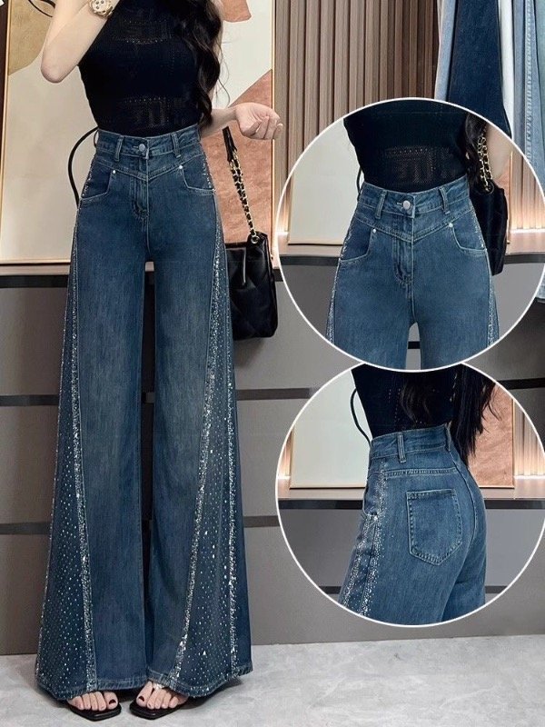 Producto - Jean Wide Leg con Brillos Laterales