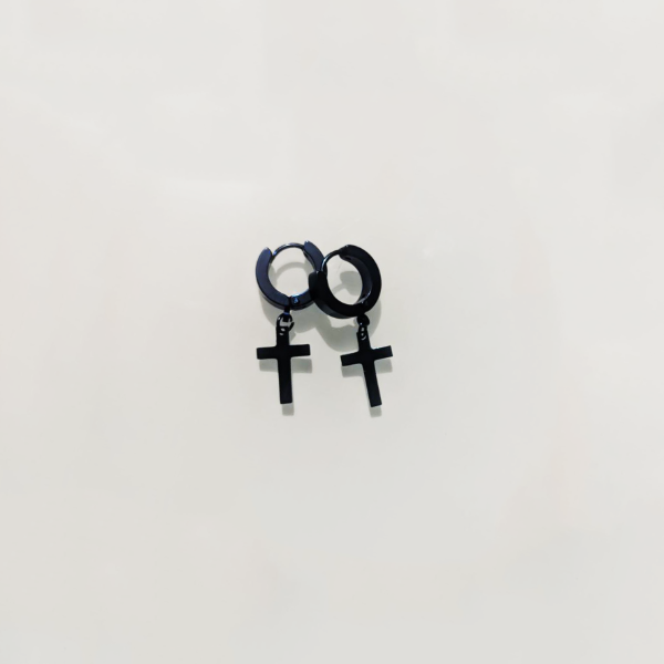 Producto - Par de Aros Cubanos c/Cruz Colgante Azul