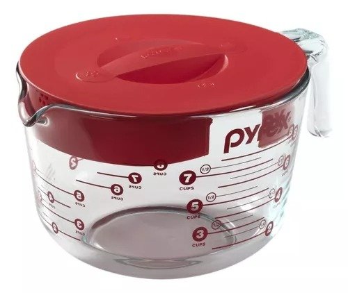 Producto - Jarra Medidora Con Tapa 2 Litros Pyrex Color transparente con tapa plastica roja