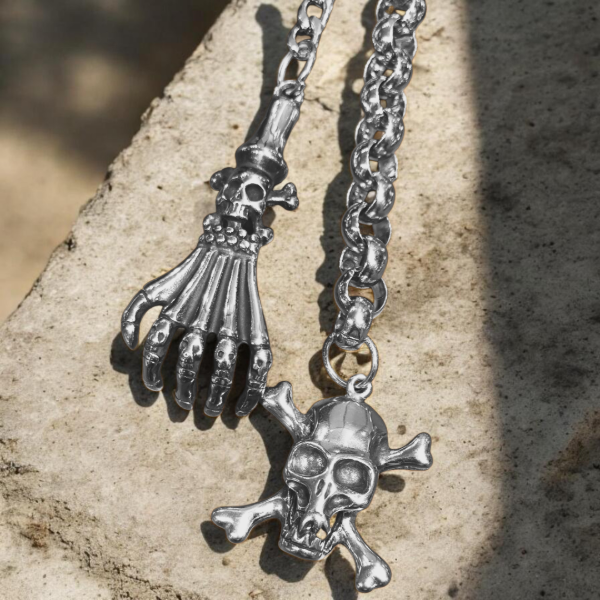 Producto - CADENA PARA PANTALON ACERO CALAVERA CON MANO ESQUELETO - 3