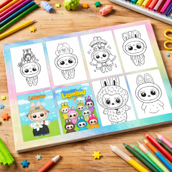 Producto - Archivo Digital Para Imprimir Mini Libro Colorear Labubu