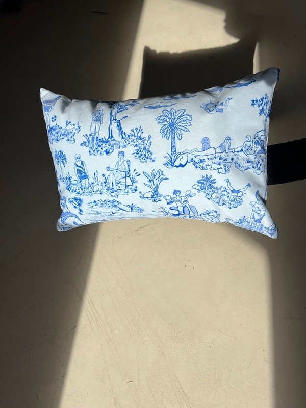 Producto - Almohadón Historias Mínimas Celeste