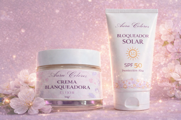 Producto - Crema blanqueadora elixir de 50gr y bloqueador solar de 100gr