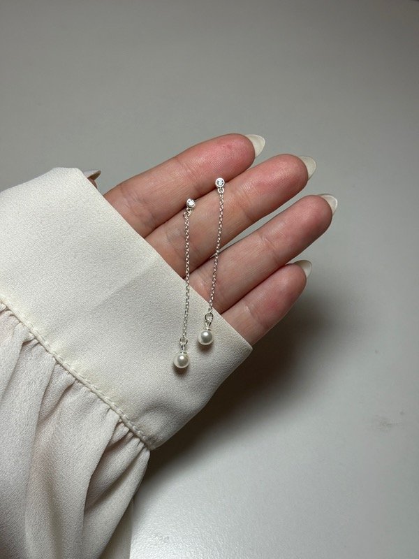 Producto - Con piedra blanca, cadenita y perla - 5