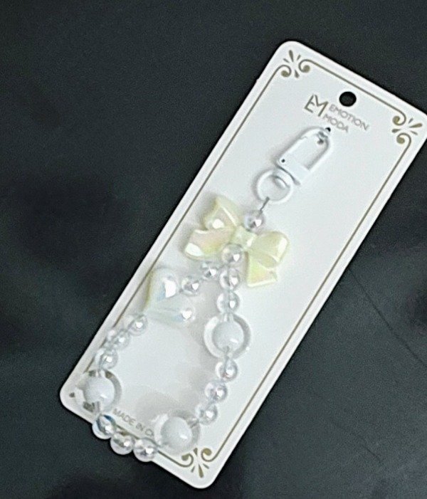 Producto - Llavero Cristal Moño,Corazón Blanco