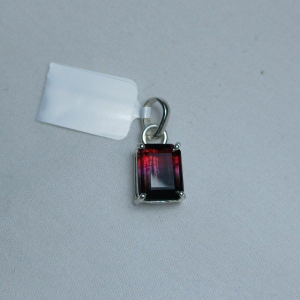 Producto - Dije plata 925 turmalina bicolor rojo oscuro