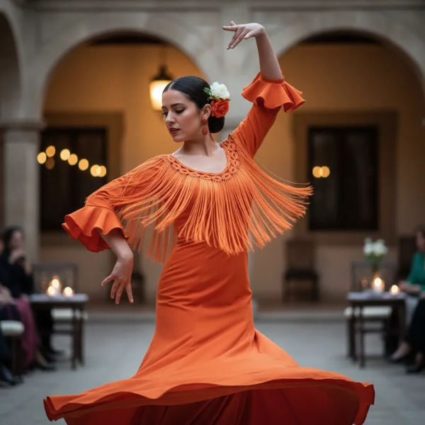 Producto - Flecos Circulares para Escote Naranja PRE VENTA