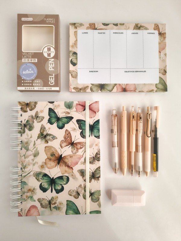 Producto - Combo cuaderno + organizador semanal + accesorios - Beige - 0