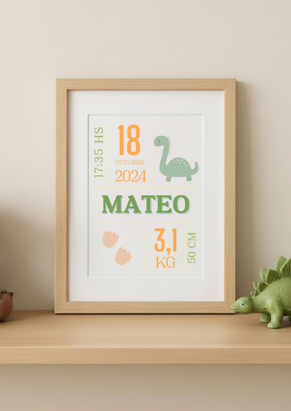 Producto - Certificado de nacimiento Dino