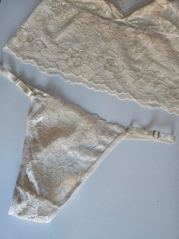 Producto - CONJUNTO TIPO TOP DE ENCAJE (EX005) BEIGE CLARO - 2