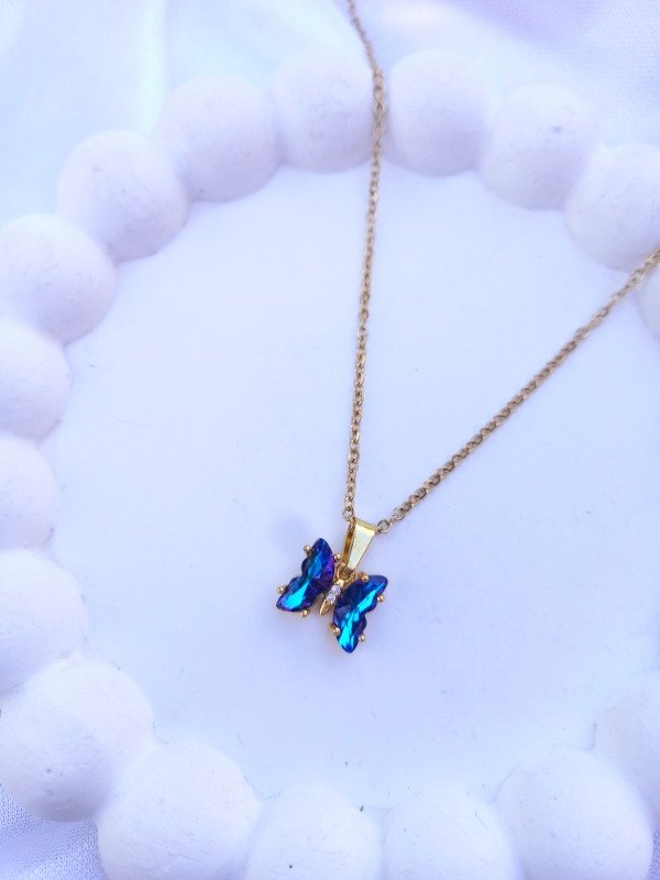 Producto - cadenita butterfly tiny golden (azul)