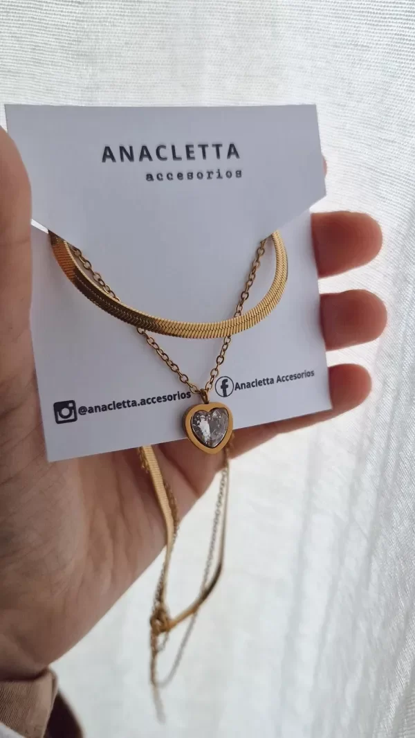 Producto - Collar doble corazon susanito y cadena chata AD