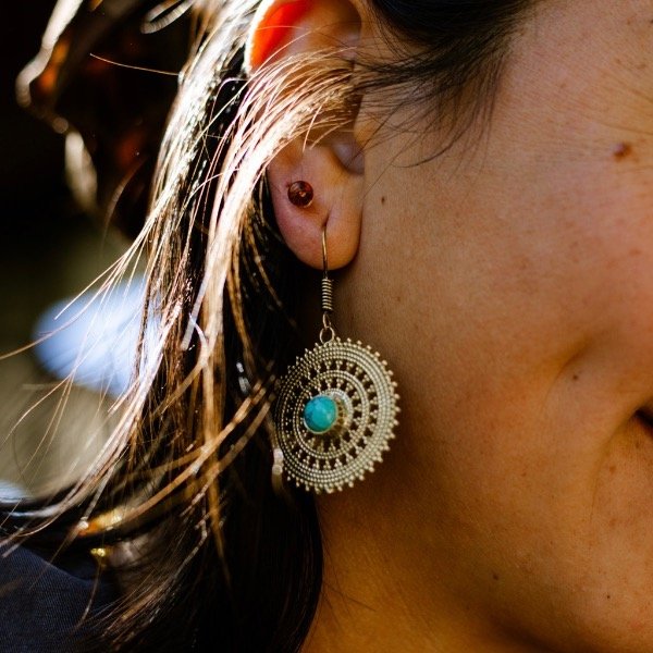 Producto - Aros Varanasi Turquesa Bronce