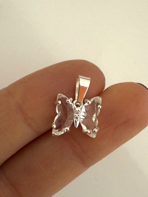 Producto - DB631 Dije mariposa cristal acero blanco 1 cm