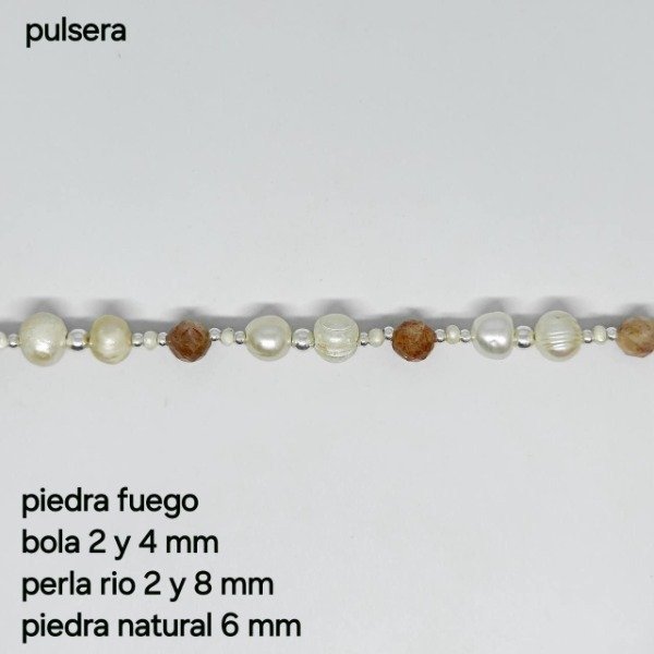 Producto - PUL #PER Pulsera Perla y piedra fuego(DOLAR)