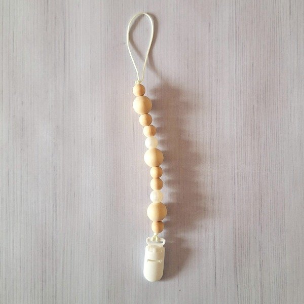 Producto - Portachupete Madera Libre de BPA Crema