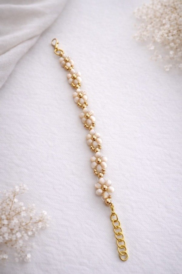 Producto - Pulsera de Flores Índigo -  Beige