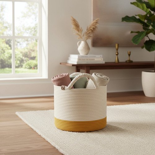 Producto - Cesto Organizador Redondo C/manija Artesanal. 30x25