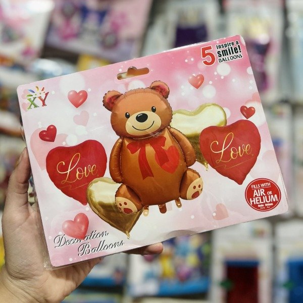 Producto - Set de globos OSO Y CORAZONES 5 pcs