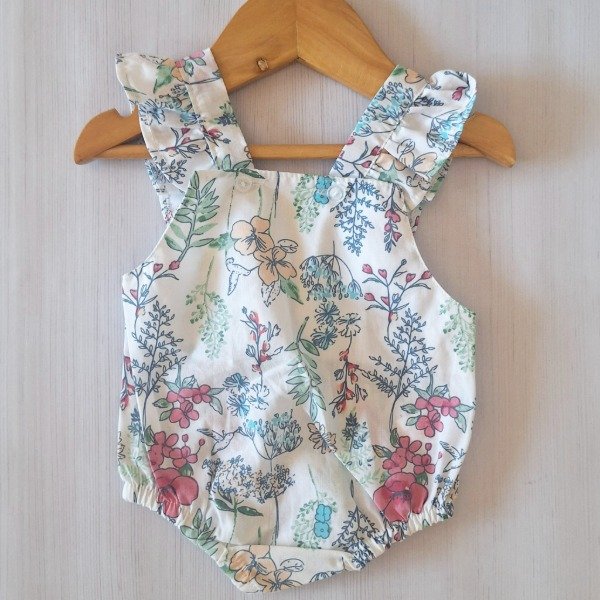 Producto - Body Poplin Blanco con Flores Azules