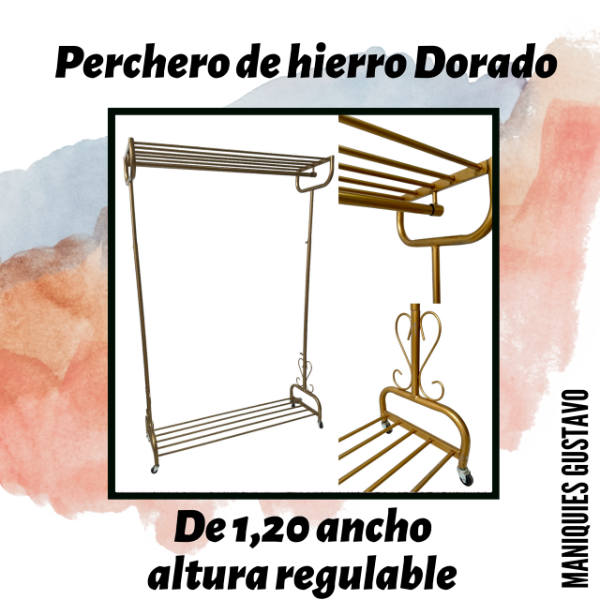 Producto - Perchero doble parrilla doble barral de hierro dorado