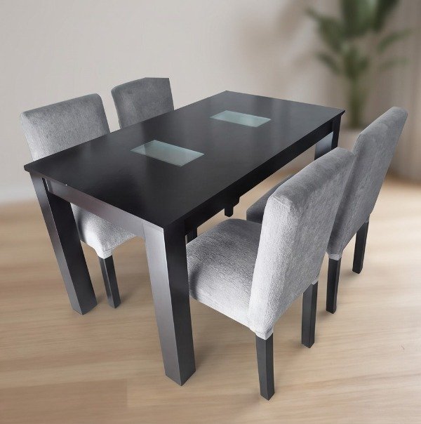 Producto - Juego de Comedor 4 Sillas Reforzadas + Mesa MDF Negra - Oferta - 1