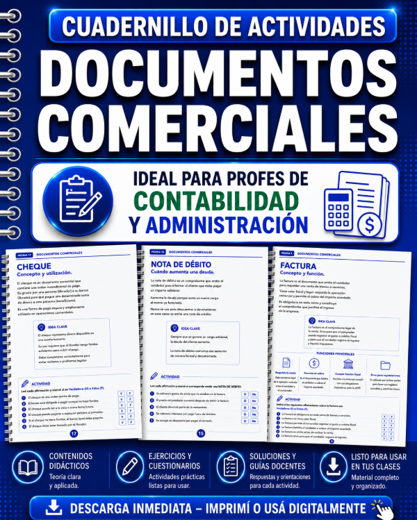 Producto - CUADERNILLO DE ACTIVIDADES -DOCUMENTOS COMERCIALES